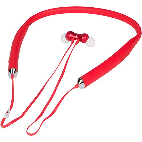 Toshiba Neckband Bluetooth Headphones | Wireless Bluetooth Earbuds | Bluetooth Neckband Headset w/Deep Base | 65FT Working Range | Water/Sweat Resistant | 8-10 Hours Music & Talk Time | RZE-BT600E(R)