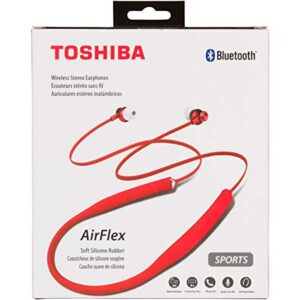 Toshiba Neckband Bluetooth Headphones | Wireless Bluetooth Earbuds | Bluetooth Neckband Headset w/Deep Base | 65FT Working Range | Water/Sweat Resistant | 8-10 Hours Music & Talk Time | RZE-BT600E(R)