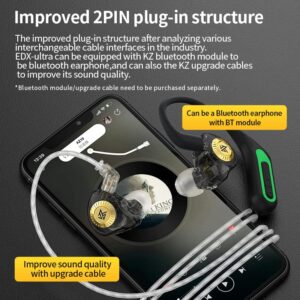 FAAEAL KZ EDX Ultra Earphone,Wired Earbuds With Dual Magnetic Dynamic Unit,HiFi Monitor Dynamic Headset,3.5mm In Ear Headphone For iPhone,iPad,iPad,Android Phones,MP3,Laptop,Computer (With Mic, Black)