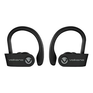 Volkano True Tunes Series Sports Wireless Earphones- Wireless Earphones with Microphone & Ear Hooks, True Bluetooth Sports Earbuds for Running, Sports, & Workout, Bluetooth Earphones (Black)