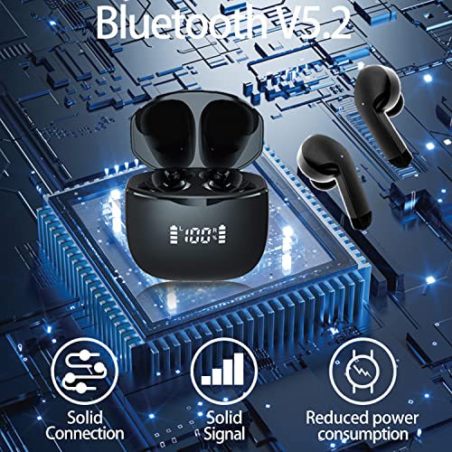 bluetooth earbuds True Wireless Earbuds 5.2 Bluetooth Headphones Touch Control with Wireless Charging Case IPX4 Waterproof Stereo Earphones in-Ear Built-in Mic Headset Premium Deep Bass for Sport