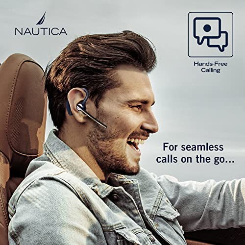 Nautica T80 Single Ear Bluetooth Headset, Office Bluetooth Headset, Wireless Earpiece for Cell Phone, Hands-Free Earphone with Microphone to Call On-The-Go, Compatible with iPhone & Android Phones