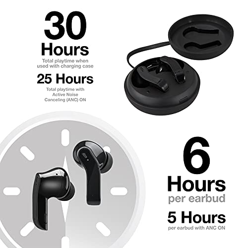 iLive Truly Wire-Free Earbuds with Active Noise Canceling, Charging Case, Includes 3 Set of Ear Tips, Black (IAEBT600B)