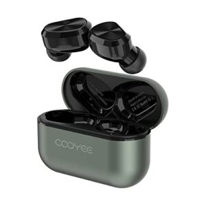 cooyee wireless earbud, bluetooth 5.2 headphones sport bluetooth earbuds in ear noise cancelling wireless earphones with mic waterproof headset for running gym games green, black
