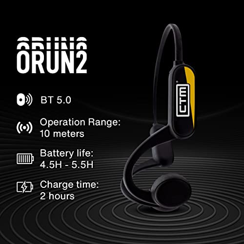 CTM ORUN2 Wireless Bone Conduction Headphones BT Open-Ear Sport Headphones - Sweat Resistant Lightweight | by Clear Tune Monitors