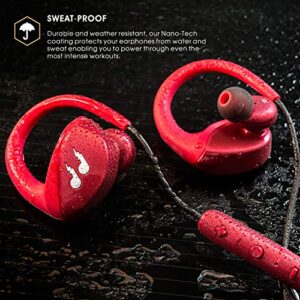 Bliiq Bluetooth Headphones, HiFi Bass Stereo with Mic, [Hummingbird][Ambient Mode|SpinFit Earbuds] Noise Cancellation, Water-Resistant Wireless Sport Earphones for Running Workout Gym (Red)