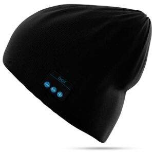 ijoy bluetooth beanie for men and woman– warm unisex beanie with bluetooth headphones and built in mic- cool beanies and stocking stuffers- bluetooth hat for men and woman black