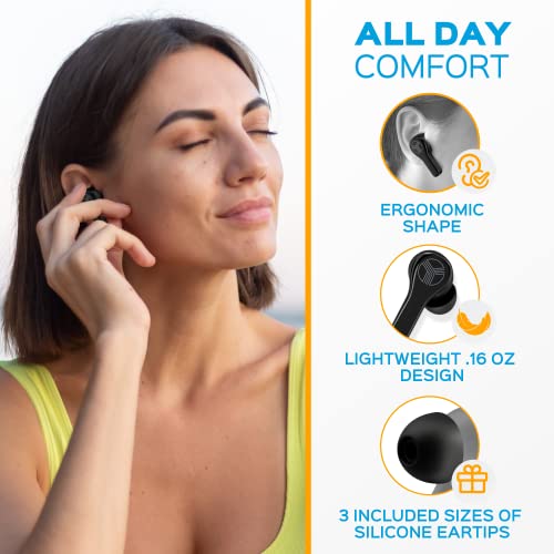 TREBLAB WX8 - True Wireless Earbuds, IPX8 Waterproof Earbuds with up 28H of Play Time, Bluetooth 5.1, Touch Control and Noise Isolation, Includes Charging Case w/Wireless Charging, USB-C Port(Renewed)