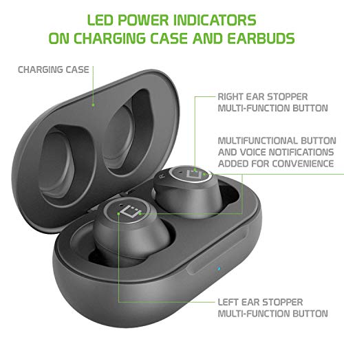 Wireless V5 Bluetooth Earbuds Compatible with Lenovo A Plus with Charging case for in Ear Headphones. (V5.0 Black)