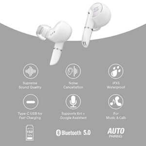 Soul SYNC PRO Bluetooth In-Ear Headphones, Qualcomm Aptx Technology TWS Headset Original With Dual Microphone, True Wireless Earbuds with Charging Case - Mobile Phone Charging Compatible (Pearl White)