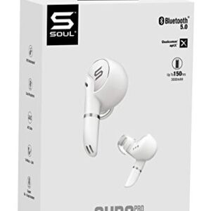 Soul SYNC PRO Bluetooth In-Ear Headphones, Qualcomm Aptx Technology TWS Headset Original With Dual Microphone, True Wireless Earbuds with Charging Case - Mobile Phone Charging Compatible (Pearl White)