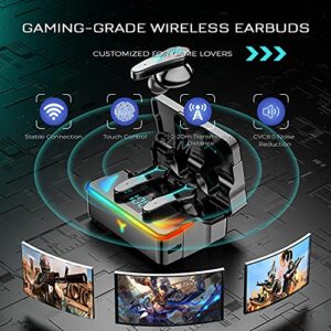 Wireless Earbuds Bluetooth Gaming Headphones with Microphone TWS True Wireless Stereo Earphones with Noise Cancelling Ipx7 Waterproof for Android/iPhone,40 Hours of Play time