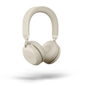 jabra evolve2 75 wireless pc headset with 8-microphone technology – dual foam stereo headphones with adjustable advanced active noise cancellation, usb-a bluetooth adapter and uc compatibility – beige