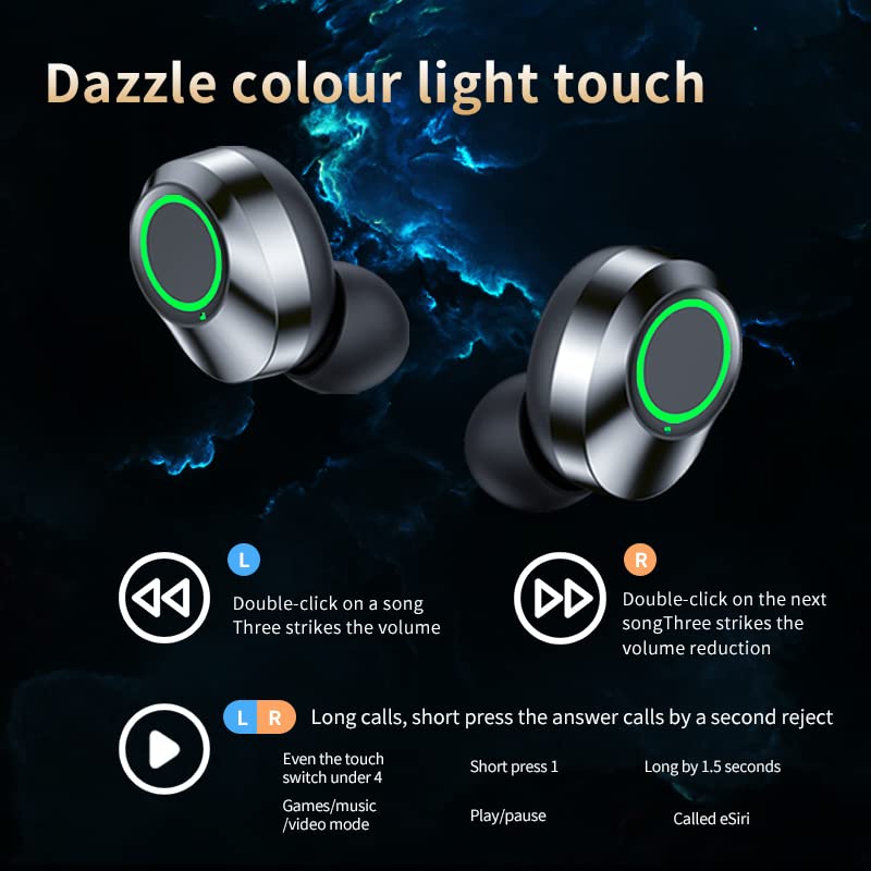Volt Plus TECH Wireless V5.3 LED Pro Earbuds Compatible with Your Garmin Rino 755t IPX3 Bluetooth Water & Sweatproof/Noise Reduction & Quad Mic(Black)