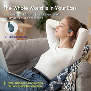 Open Ear Air Conduction Headphones, Music Earphones Wireless Bluetoeth 5.2 Headset with Up to 7 Hours Playtime Built-in ENC Mic, Hi-Fi Sound Lightweight for Home Office Commute Indoor Use (Blue)