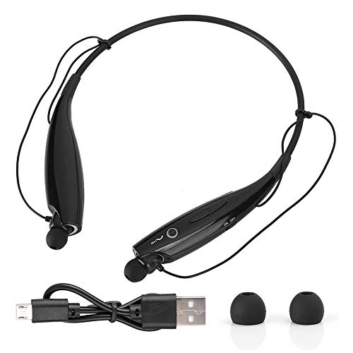 Portable Bluetooth Wireless Neckband Earphones Retractable Stereo Sound Noise Reduction Sports Headsets(Black)