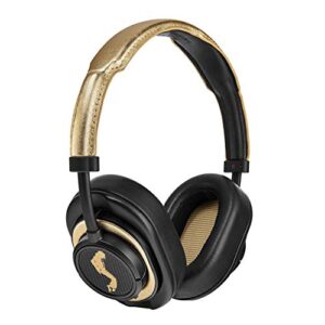 master & dynamic mw50+ wireless bluetooth headphones, 40mm beryllium driver, interchangeable 2-in-1 design, converts from over-ear headphones to on-ear headphones, michael jackson (black/gold)