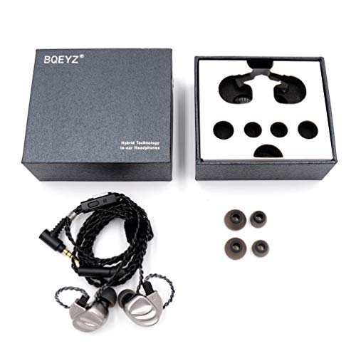 BQEYZ KC2 Quad Drivers Earphones HiFi Stereo Headset Noise Isolating with Detachable Cable (KC2 Silver with mic)