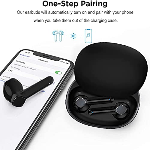 Smart-life BT 5.0 Earbuds with Charging Case, Stereo Bass 20H Playtime, Touch Controls & Dual Mic Noise Cancelling Earbuds Earphones, Waterproof Sports Headphones (Black)