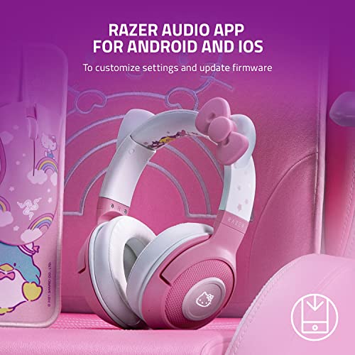 Razer Kraken BT Headset: Bluetooth 5.0-40ms Low Latency Connection - Custom-Tuned 40mm Drivers - Beamforming Microphone - Powered by Razer Chroma - Hello Kitty & Friends Edition (Renewed)