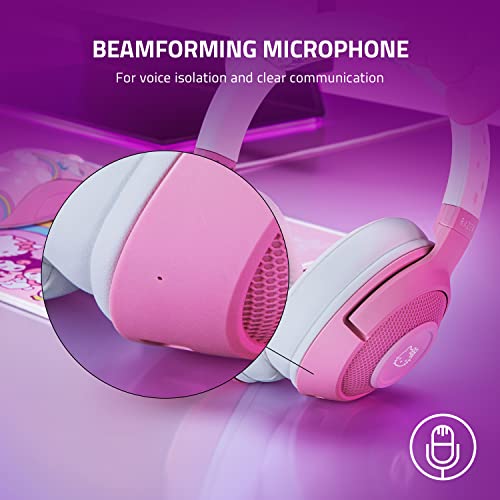 Razer Kraken BT Headset: Bluetooth 5.0-40ms Low Latency Connection - Custom-Tuned 40mm Drivers - Beamforming Microphone - Powered by Razer Chroma - Hello Kitty & Friends Edition (Renewed)