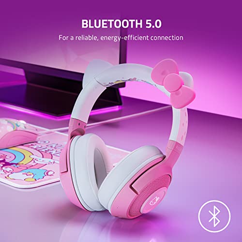 Razer Kraken BT Headset: Bluetooth 5.0-40ms Low Latency Connection - Custom-Tuned 40mm Drivers - Beamforming Microphone - Powered by Razer Chroma - Hello Kitty & Friends Edition (Renewed)