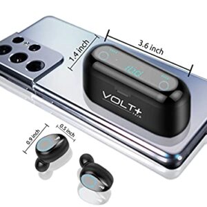 Works By VOLT PLUS TECH Volt Plus TECH Wireless V5.0 Bluetooth Earbuds Compatible with Samsung Galaxy A32 5G LED Display, Mic 8D Bass IPX7 Waterproof/Sweatproof (Black)