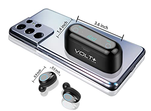 Works By VOLT PLUS TECH Volt Plus TECH Wireless V5.0 Bluetooth Earbuds Compatible with Samsung Galaxy A32 5G LED Display, Mic 8D Bass IPX7 Waterproof/Sweatproof (Black)