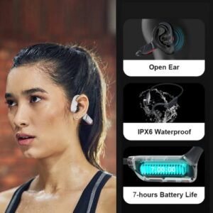 Bingozones Open-Ear Headphones Bluetooth, Wireless Sport Headphones-4 Speakers Headset Air Conduction Wireless Earphones for Workouts Cycling Running - Built-in Noise Cancelling Mic B520 (Black)