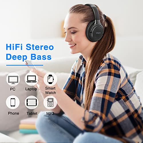 Uliptz Wireless Bluetooth Headphones, 65H Playtime, 3 EQ Sound Modes, HiFi Stereo Over Ear Headphones with Microphone, Foldable Lightweight Bluetooth 5.2 Headphones for Travel/Office/Cellphone/TV/PC