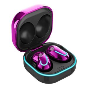 goodliest portable wireless earphones waterproof noise cancelling led indicator bluetooth headphones compatible with smart phones purple