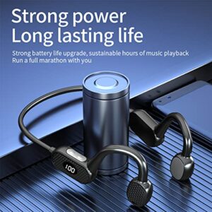 lecoo Bone Conduction Headphones,Open-Ear Bluetooth IPX5 Waterproof Sports Headsets,Gaming Bluetooth Earphone with Digital Power Display,Suitable for Swimming,Running (Black)