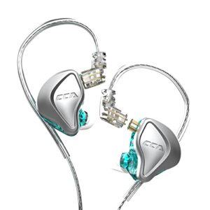cca nra in-ear monitor,6.8mm magnetostatic driver+10mm dynamic driver hifi in-ear earphone, zinc alloy metallic resin housing hifi wired earphone iem earbuds(no mic, silver) …