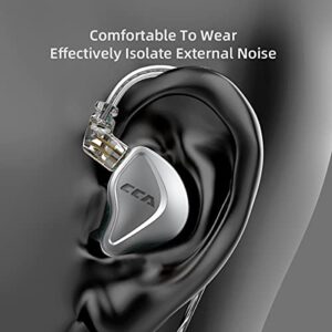 CCA NRA in-Ear Monitor,6.8mm Magnetostatic Driver+10mm Dynamic Driver HiFi in-Ear Earphone, Zinc Alloy Metallic Resin Housing HiFi Wired Earphone IEM Earbuds(No Mic, Silver) …