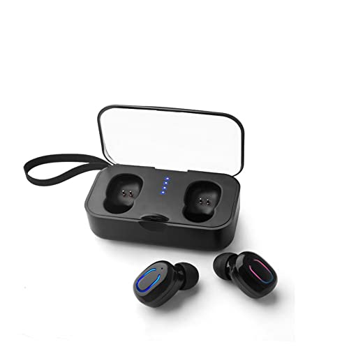 Cuifati TI8S Wireless Bluetooth Earphones, Portable Mini Sports Headsets with Mini Portable Charging Box, Ergonomical Clear Stereo Headphones for Cycling and Running(Black)