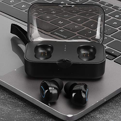 Cuifati TI8S Wireless Bluetooth Earphones, Portable Mini Sports Headsets with Mini Portable Charging Box, Ergonomical Clear Stereo Headphones for Cycling and Running(Black)