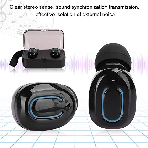 Cuifati TI8S Wireless Bluetooth Earphones, Portable Mini Sports Headsets with Mini Portable Charging Box, Ergonomical Clear Stereo Headphones for Cycling and Running(Black)