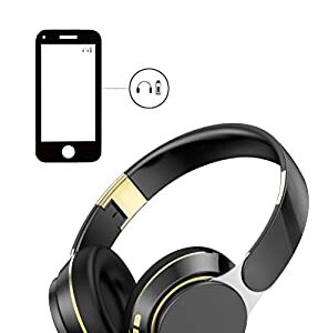 Bluetooth Headphones V5.1 with Mic, Wireless Headsets with Active Noise Canceling, Over-Ear ANC Stereo Headphones for Cell Phones Laptop Computer (Black)