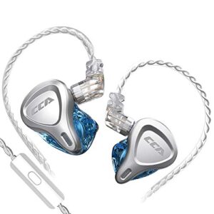 cca csn hybrid dual drivers in-ear headphones, 1dd+1ba hifi stereo noise isolating iem wired earphones/earbuds/headsets with detachable cable for sports/workout/game (with mic, blue)