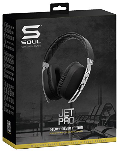 SOUL Electronics SJ27SL Jet Pro Hi Definition Noise Cancelling Headphones, Silver