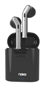 naxa electronics true wireless earphones with charging battery case, black