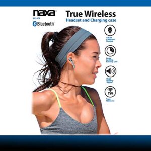 Naxa Electronics True Wireless Earphones with Charging Battery Case, Black