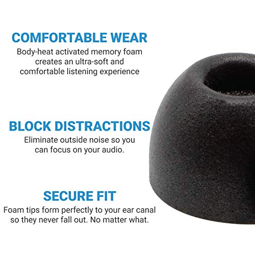 Comply TrueGrip Pro Memory Foam Tips for 1More True Wireless Devices (Small, 3 Pairs), Black (35-42230-11)