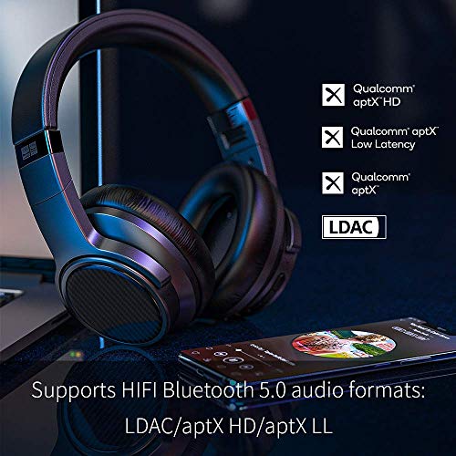 FiiO Noise Cancelling Bluetooth 5.0 Headphones EH3 NC: Wireless Bluetooth Over The Ear Headphones with aptX LL/aptX HD/LDAC/Mic Support,50 Hours Playertime for Travel/Work/Cellphone Black (Black)