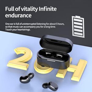 SZDYR A2 Bluetooth 5.1 Mini Wireless Earbuds with Charging Case IPX5 Waterproof Stereo Headphones in Ear Built in Mic Headset Immersive Premium Sound Noise Cancelling Earbuds (Black)