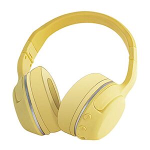 heave wireless gaming headset,6 hours playtime bluetooth 5.0 headphones with microphone,foldable tws over-ear stereo headset for teen girls adults online class yellow
