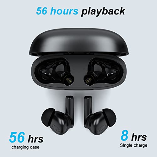 Bluetooth 5.3 Headphones Wireless Earbuds Immersive 3D Stereo Built-in HD Microphone 56H Playback USB-C Fast Charging In-Ear Earphones IPX8 Waterproof Ear buds for ios Android Sports Work Travel