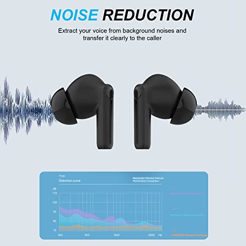 Bluetooth 5.3 Headphones Wireless Earbuds Immersive 3D Stereo Built-in HD Microphone 56H Playback USB-C Fast Charging In-Ear Earphones IPX8 Waterproof Ear buds for ios Android Sports Work Travel