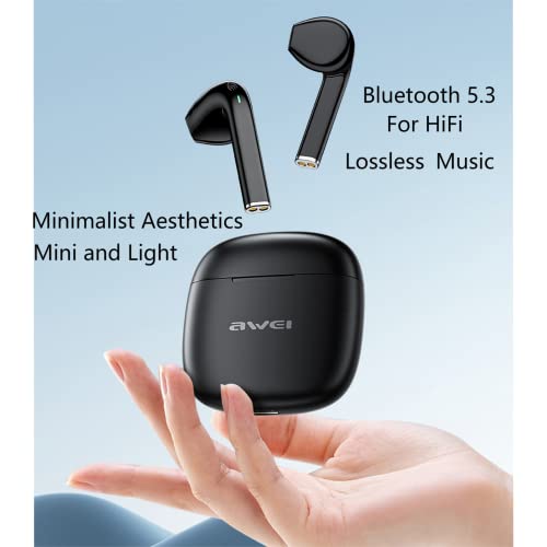 AWEI T26 Pro Earbuds Wireless Bluetooth, Bluetooth 5.3 Noise Cancelling Headphones True Wireless IPX6 Waterproof Stereo in-Ear Earphones with Built-in Microphone (Black)