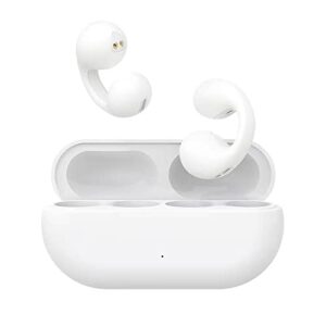forsining mini bone conduction earphones open ear wireless earbuds with earhooks clip-on headphones bluetooth 5.3, sport music running earpiece,for android & iphone, white